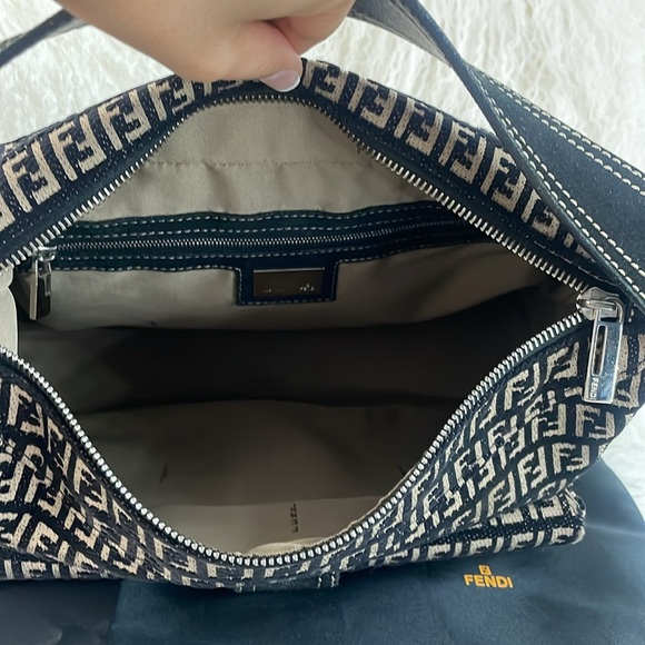 Fendi Semitracolla Piccola suede leather monogram shoulder bag purse AUTHENTIC - Picture 11 of 15